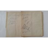 FOOTBALL, signed lined pages, 1950s, signatures inc. J. Sankey, D. Sears, Mike Smith, R. Wood,