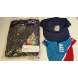 CRICKET, equipment, inc. Lancashire navy sweatshirt; Neil Fairbrother baseball caps (3), sweater