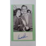 GOLF, signed piece by Arnold Palmer (Open Champion 1961, 1962), laid down to card with attached