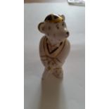 CRICKET, ceramics, Cricketer by Royal Crown Derby, showing anthropomorphic bear batting, 3.5", EX