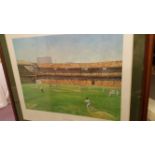 CRICKET, print, Melbourne Cricket Ground, by Alan Fearnley, signed by eleven England players from