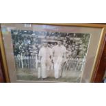 CRICKET, original press photo, 1928/9 Australia v England, showing Hobbs & Jardine going out to bat,