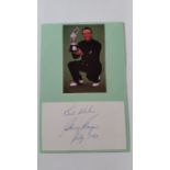 GOLF, signed white card by Garry Player (Open Champion 1959, 1968, 1974), laid down to card with
