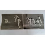 CRICKET, press photos, 1953, England v Australia, showing Hassett batting, Surridge caught by