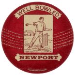 BAINES, ball-shaped cricket card, Well Bowled Newport, VG