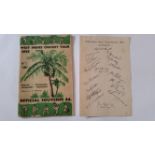 CRICKET, West Indies Tour to UK, 1939, inc. booklet by A. W. Simpson, with insert team sheet with