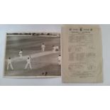 CRICKET, silk scorecard from the 1968 Ashes test at Lords (200th Ashes test), with photo showing