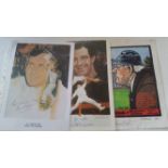 CRICKET, signed colour prints, Cyril Washbrook, LE5/37), Alec Bedser & Fred Trueman, 8 x 11.5, VG,