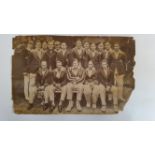 CRICKET, press photo, 1928 MCC team to Australia, 10.5 x 6.5, tears & pieces missing from edges,