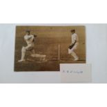 CRICKET, signed piece by R.E.S. Wyatt, with photo showing him full-length batting against