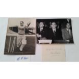 CRICKET, signed pieces, Alec Bedser (5 x 6.5) & Arthur McIntyre (3 x 1.75), each with photo (the