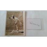 CRICKET, signed piece by Derek Underwood, with photo showing him full-length bowling, 6.5 x 8.5, EX,