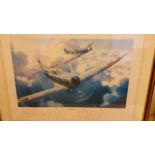 CRICKET, signed Kent CCC colour print of Spitfire, by 16 players, inc. Saggers, Key, McCague, Alan