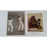 CRICKET, signed Ashes postcard by Bill O'Reilly, with photo showing him full-length batting v