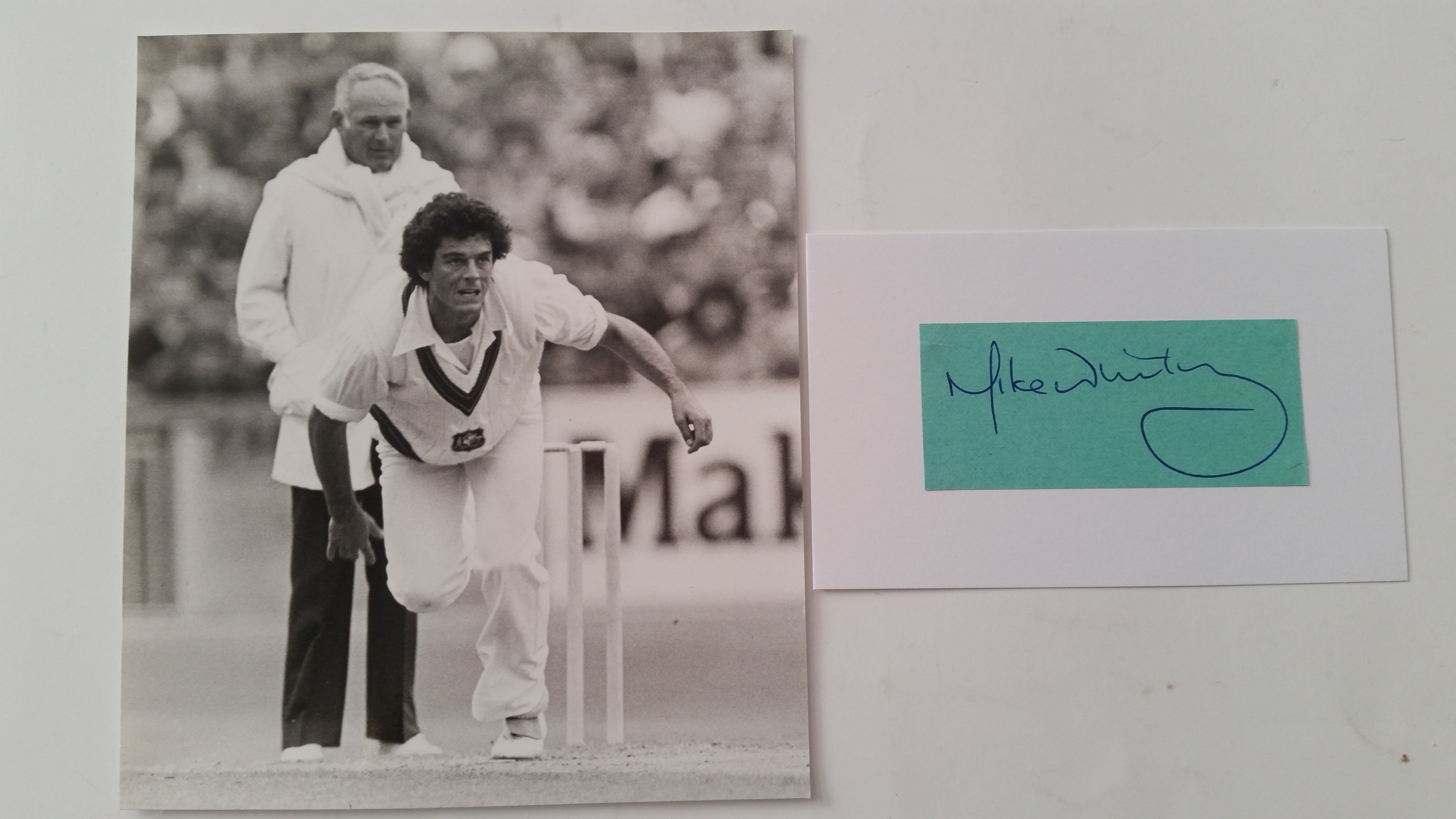 CRICKET, selection, inc. signed piece by Mike Whitney (with photo of him bowling); four Ashes