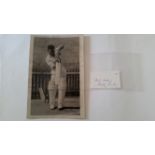 CRICKET, signed piece by Everton Weekes, with photo showing him full-length in batting pose in