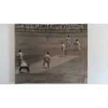 CRICKET, press photo, Tallon & Miller, juggling & dropping ball during match (1951?), 9.5 x 8, heavy