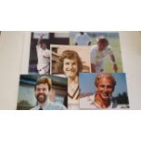 CRICKET, signed photos by England test players, inc. Rhodes, Cork, Gough, Wills, Gower etc., 8 x