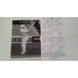 CRICKET, selection from England v India Lords Test, with scorecard (fully printed) & photo of Graham