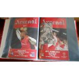 FOOTBALL, Arsenal home programmes, 2000/1 full season, inc. league (19), CL (7, six with tickets),