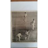 CRICKET, press photo, Neil Harvey, in action missing ball from Allen, 10 x 12typed annotation