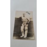 CRICKET, p/c, showing Jack Hobbs at the wicket, signed to top right corner, also facsimile signature