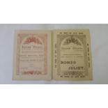 THEATRE, programmes, 1800S, Royal Lyceum Theatre, inc. plays, Shakespeare, slight duplication,