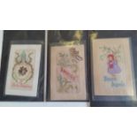 WWI, embroidered silk postcards, greetings, rarer foreign selection, inc. Dutch, French & German,