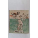 BATTOCK, Cricket Cards, Yorkshire, showing batsman, competition back (coloured), G