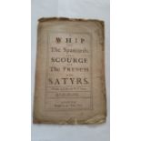 POLITICAL, early pamphlet, A Whip for The Spaniards and a Scourge for The French in two Satyrs by JM