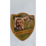 BAINES, shield-shaped cricket card, Bowl Then Bat, G