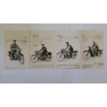 MOTORCYCLES, advert postcards for Douglass Despatch Riders, with testimonials from WWI riders,