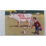 FRY, reprint of advert postcard, No. 16 boy painting cow, fifty copies, MT, 50