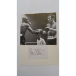 BOXING, signed piece by Alan Minter, laid down to card beneath photo showing him half-length in