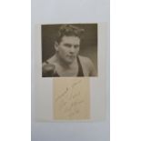 BOXING, signed piece by Ben Foord, laid down to card beneath newspaper photo showing him h/s, 6 x