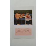 BOXING, signed piece by Jim Watt, laid down to card beneath photo showing him half-length in action,