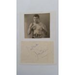 BOXING, signed piece by Joe Erskine, laid down to card beneath photo showing him half-length in