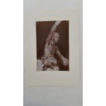 BOXING, signed photo by Duke McKenzie, corner-mounted to card showing him raised up on shoulders