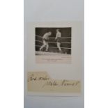 BOXING, signed piece by Walter Neusel, laid down to card beneath magazine photo showing him in