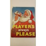 PLAYERS, cardboard showcard for Navy Cut Cigarettes, showing Father Christmas holding a box of