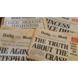 ROYALTY, newspapers, inc. 1980s, death of Grace Kelly; 1990s death of Princess Diana (2); Daily