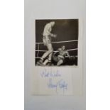 BOXING, signed piece by Henry Cooper, laid down to card beneath photo showing him full-length in