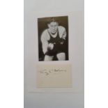 BOXING, signed piece by Tommy McLoughlin, laid down to card beneath photo showing him half-length in