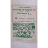 FOOTBALL, programme for Floriana F.C. (Malta) v S.K. Ujpesti Dozsa (Hungary), 17th Sept 1961, VG