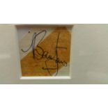 POP MUSIC, signed lined piece by Brian Jones, 1.75 x 1.5, overmounted beneath colour photo, half-