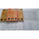 RUGBY, selection, inc. signed fold-over cards for England (23 sigs) v Ireland (24 sigs) 2000, played