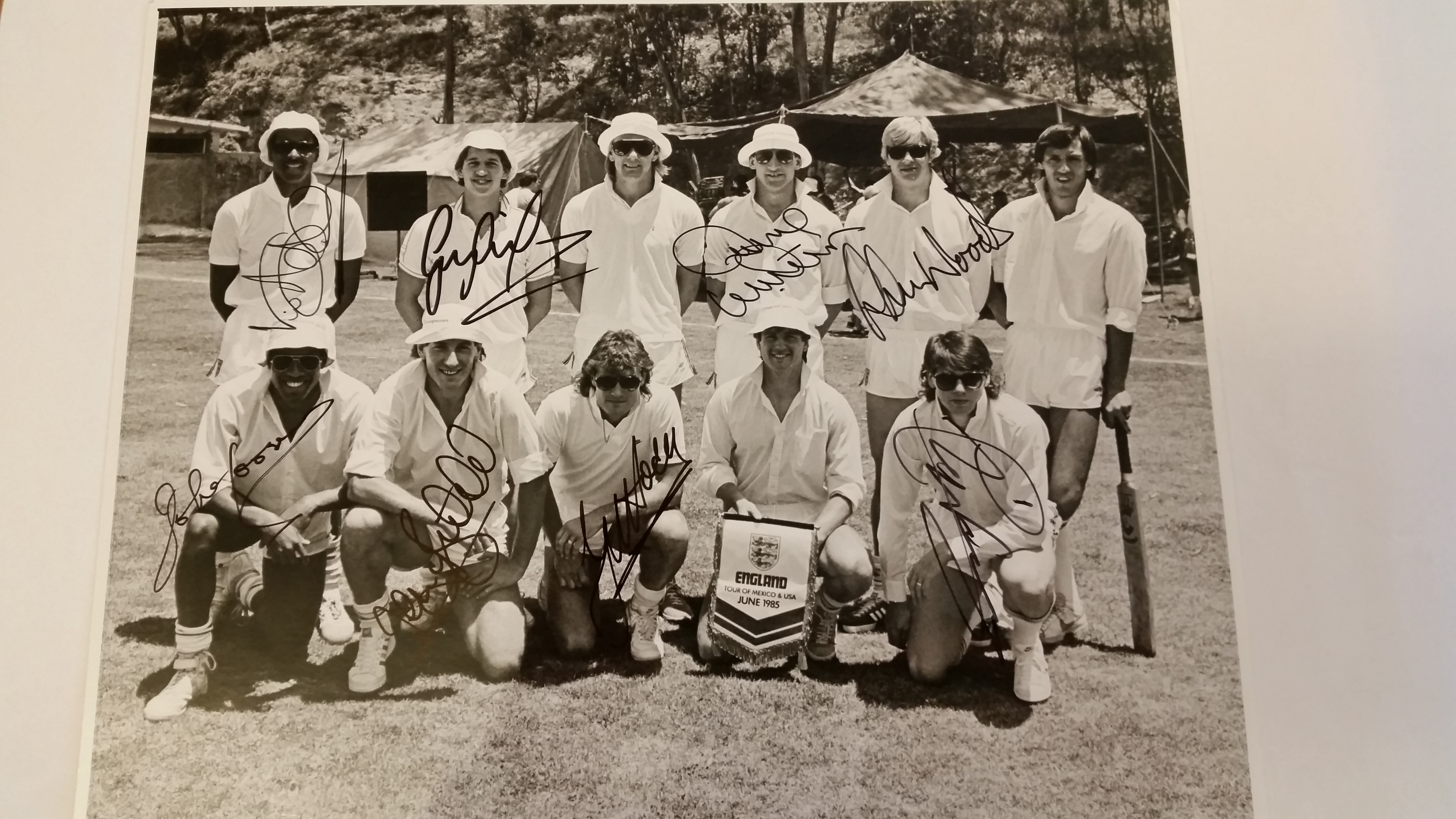 FOOTBALL, signed photos, inc. 1985 England (eight signatures), Anderson, Woods, Barnes, Hoddle etc.,