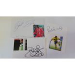 FOOTBALL, signed white cards with stickers or magazine photos laid down, inc. James Chambers,