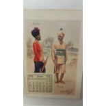 MILITARY, calendar cards, Soldiers of the World, large cards with 1915 monthly calendar lightly laid