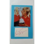 GOLF, signed white card by Bill Rogers (Open Champion 1981), laid down to card with attached